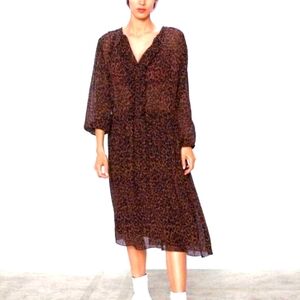 Zara Leopard Print Midi Dress XS